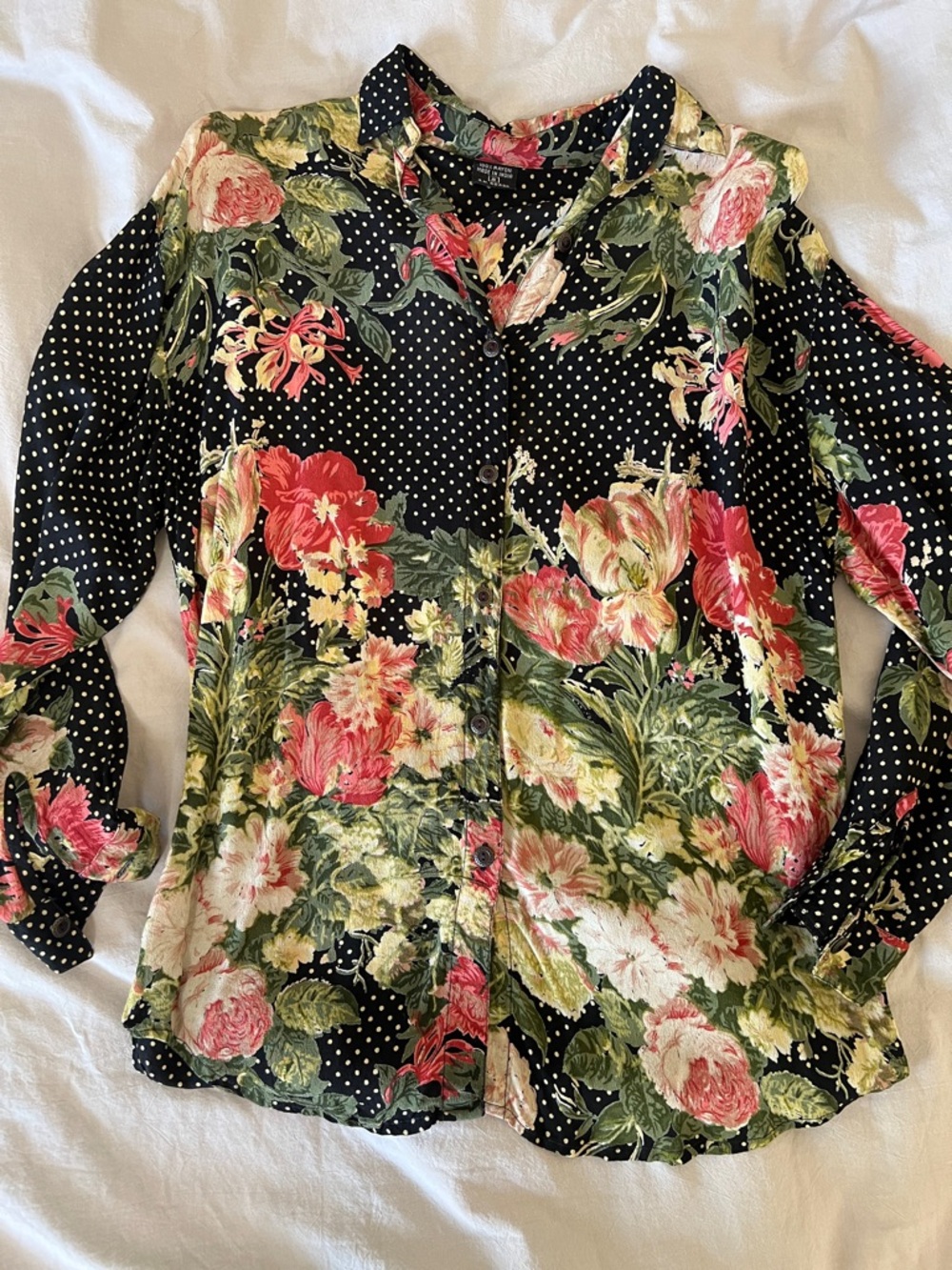 Vintage Polkadot Floral Blouse